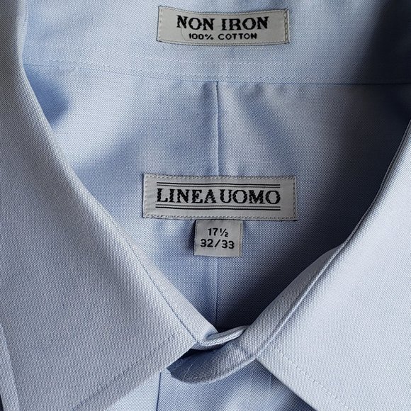 LINEA UOMO Chambray Blue Long Sleeve Button-Up Dress Shirt Size 17 ½ 32/33 - Picture 2 of 7